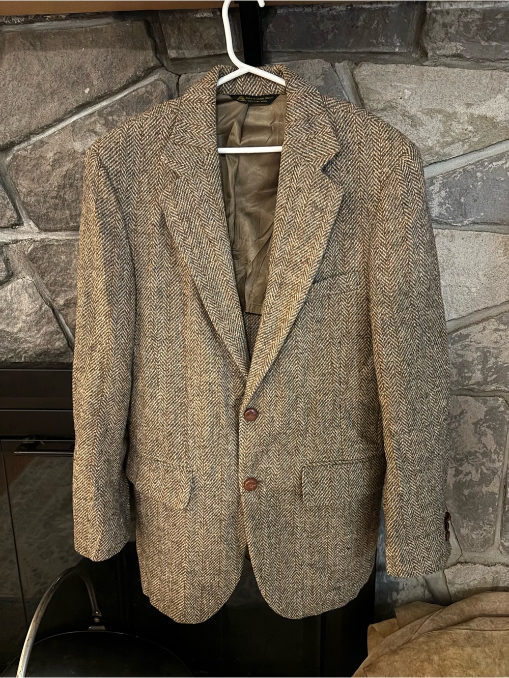 Vintage Harris Tweed Wool Blazer Handwoven in Scotland, tailored in the USA